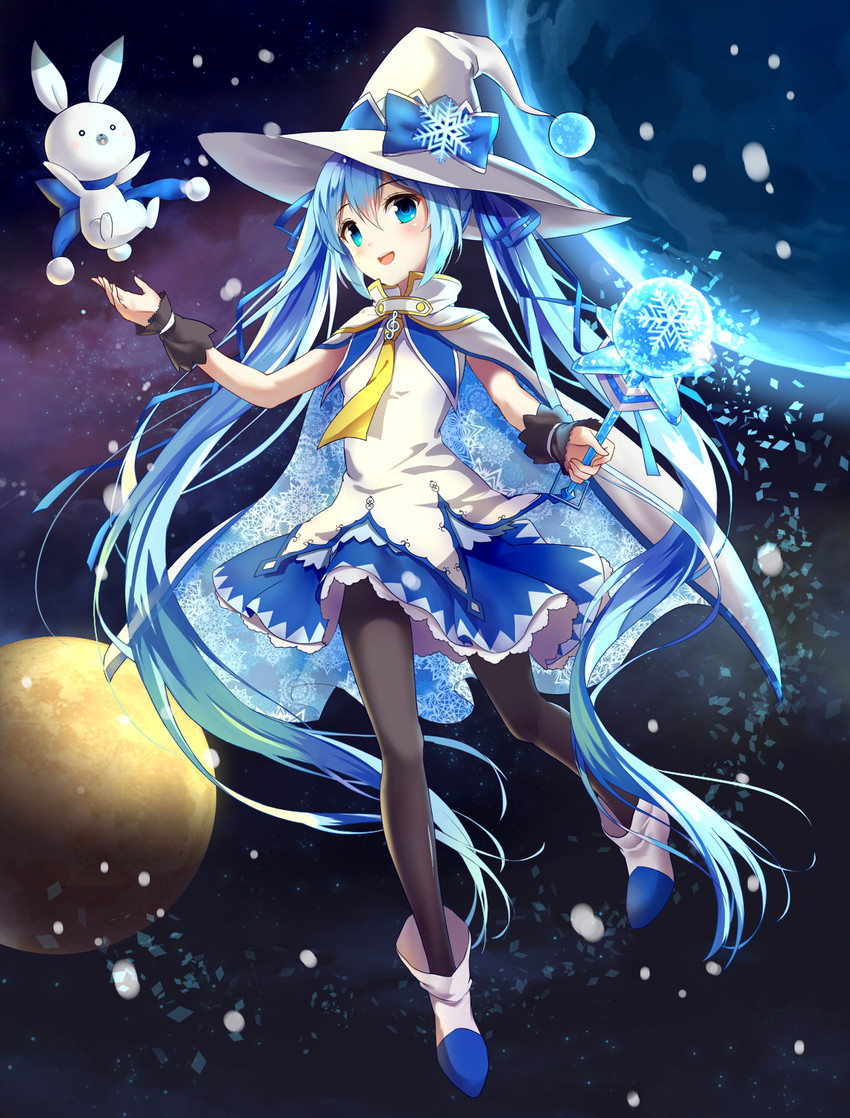 hatsune miku, yuki miku, and rabbit yukine (vocaloid and 1 more) drawn by drogoth