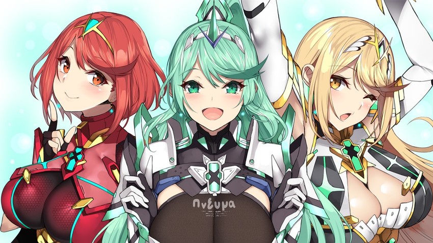 pyra, mythra, and pneuma (xenoblade chronicles and 1 more) drawn by yappen
