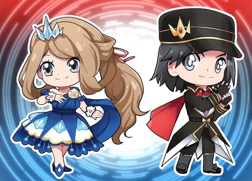 serena and calem (pokemon and 1 more) drawn by yami11