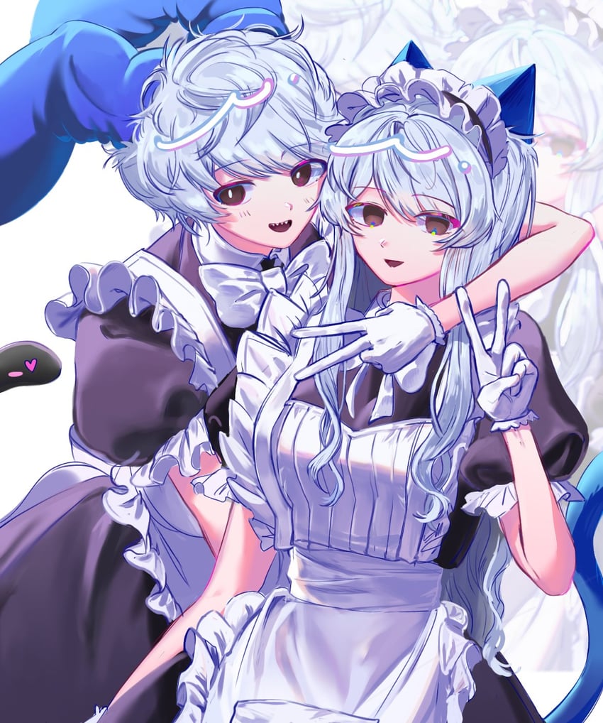 sam and teach (neko no teach-kun) drawn by gochi_teach