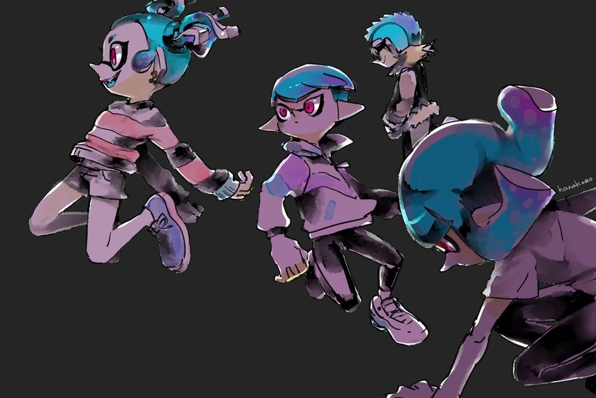 inkling player character, inkling girl, and inkling boy (splatoon 2 and 1 more) drawn by hanako515_ika