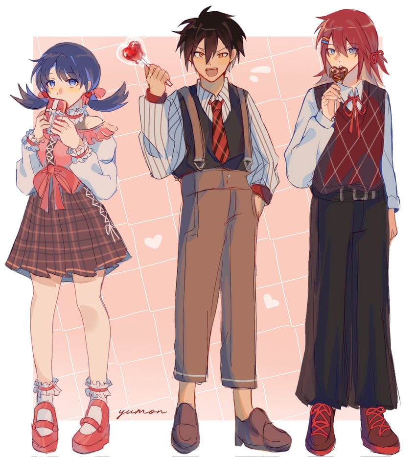 ethan, silver, and kris (pokemon and 1 more) drawn by yum00m