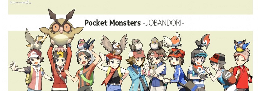 red, ethan, hilbert, brendan, elio, and 12 more (pokemon and 10 more) drawn by yamanashi_taiki