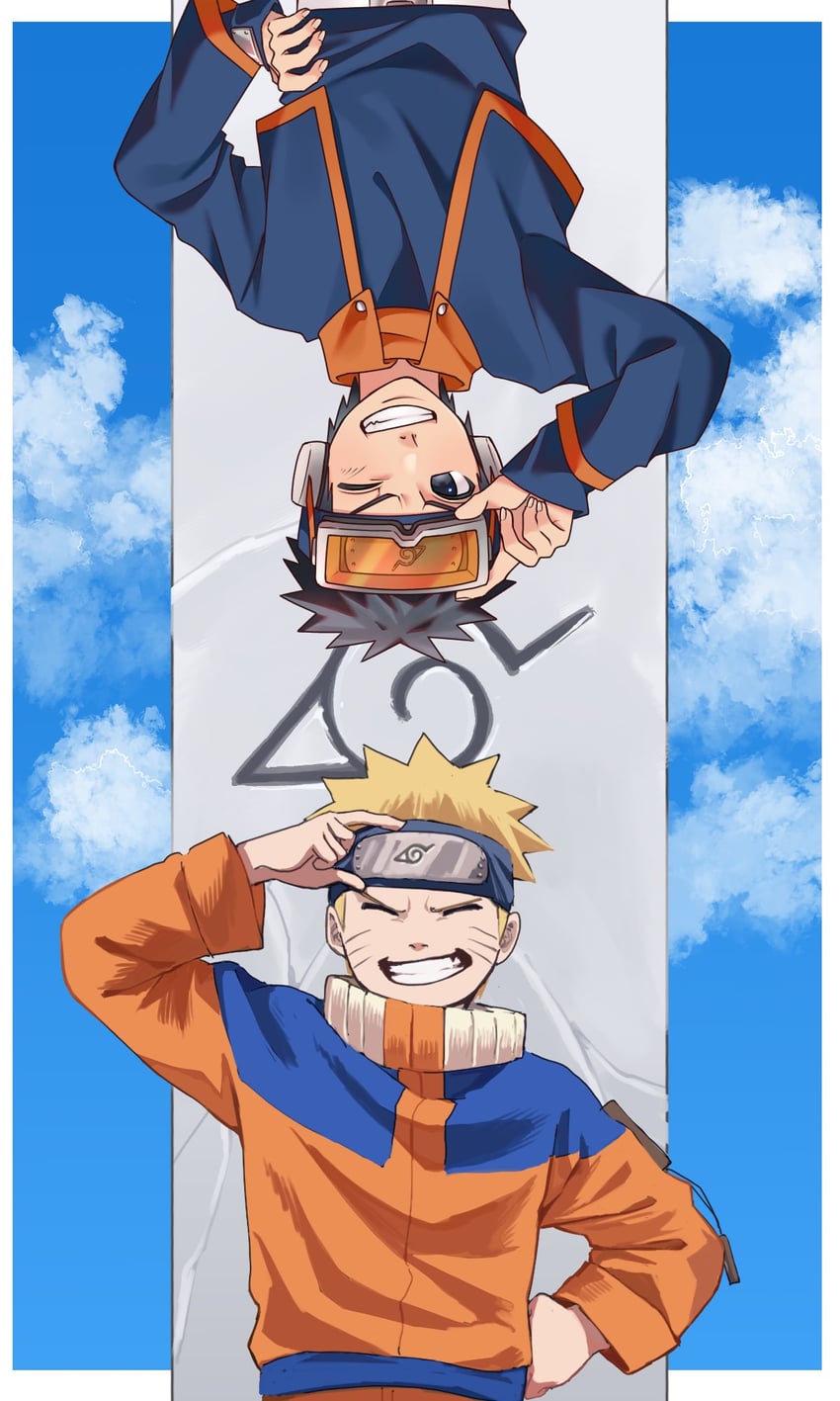 uzumaki naruto and uchiha obito (naruto and 1 more) drawn by pnpk_1013