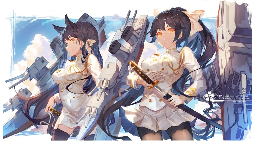 atago and takao (azur lane) drawn by usanekorin