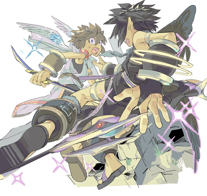 pit and dark pit (kid icarus and 1 more) drawn by pure_to_ma