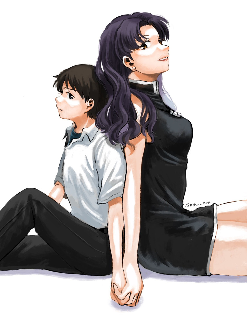 ikari shinji and katsuragi misato (neon genesis evangelion) drawn by yanon3721