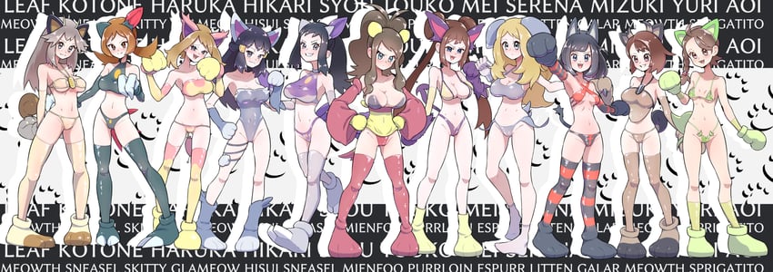 dawn, may, rosa, hilda, gloria, and 17 more (pokemon and 11 more) drawn by fumirumochigashin
