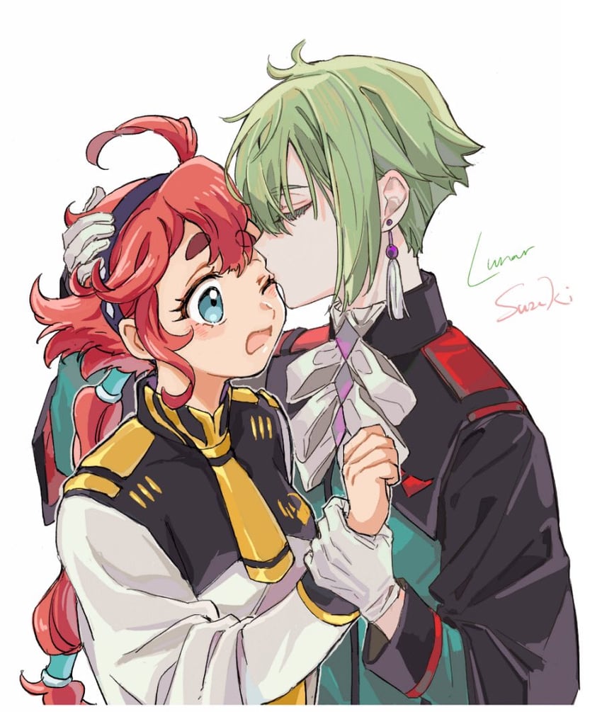 suletta mercury and elan ceres (gundam and 1 more) drawn by suzuki_(2red_moon3)