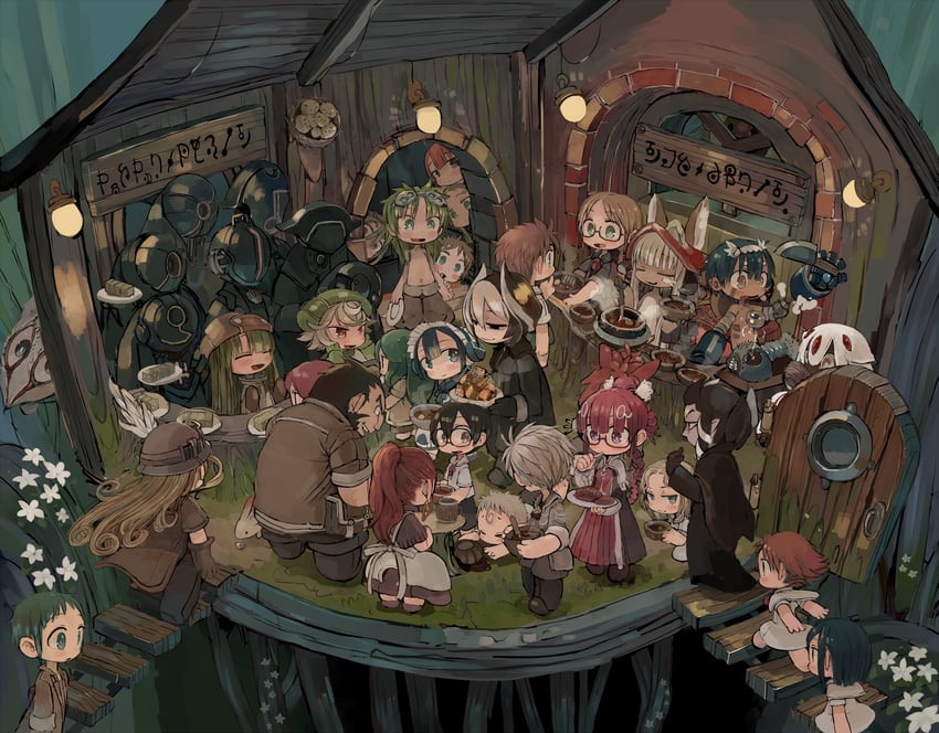 nanachi, reg, faputa, riko, ozen, and 18 more (made in abyss) drawn by ebimomo
