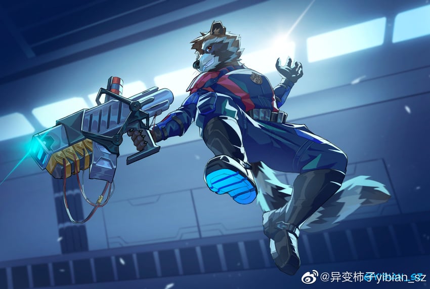 rocket raccoon (marvel and 3 more) drawn by yibian_sz