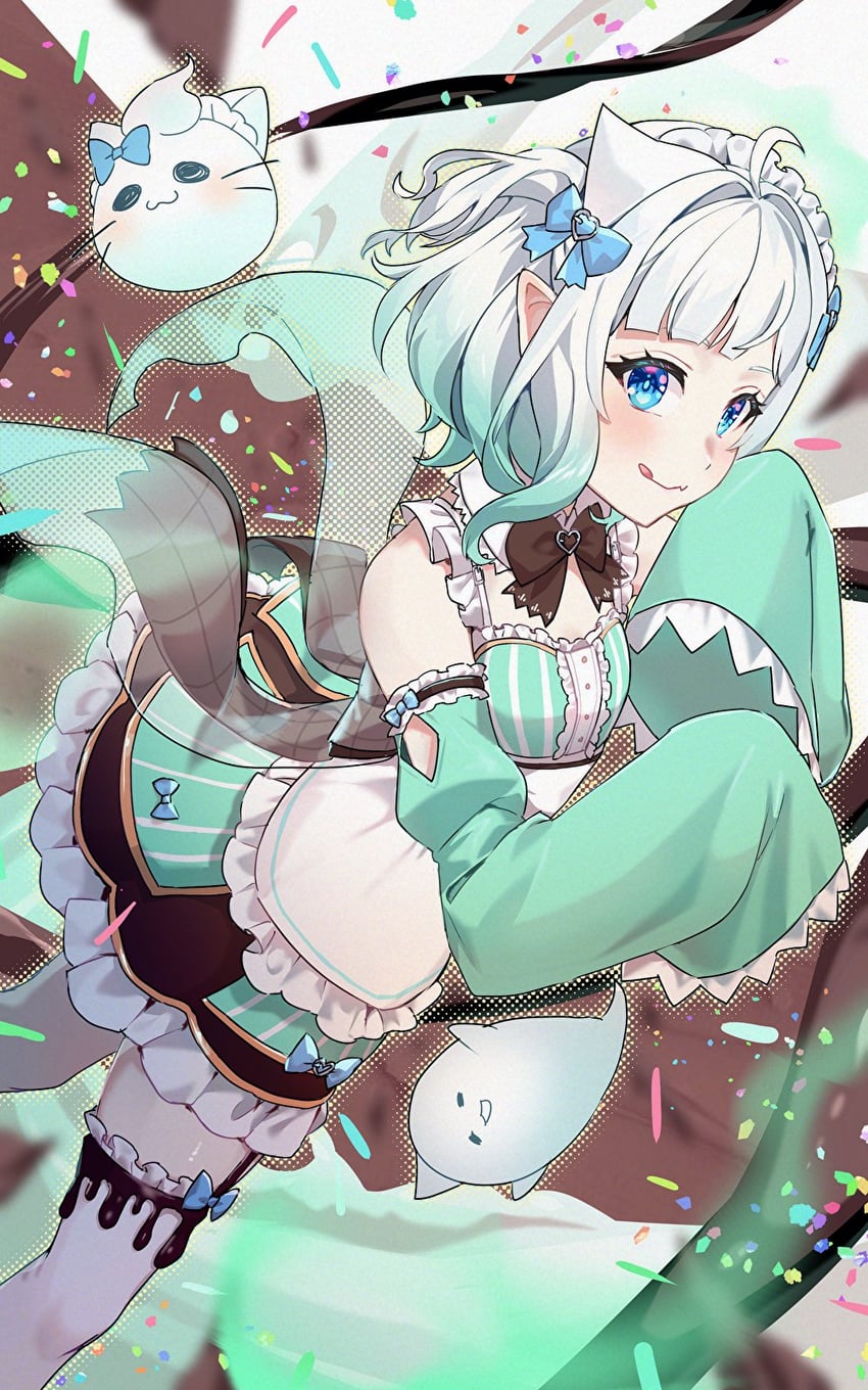 mint fantome and wisps (indie virtual youtuber) drawn by ama_(pixiv_50406250)