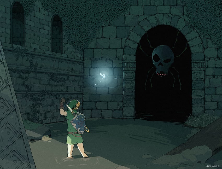 link, navi, and skulltula (the legend of zelda and 1 more) drawn by nimo_(mo_nimo_2)