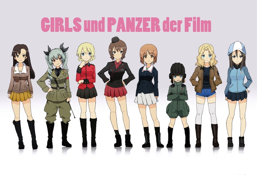 nishizumi miho, darjeeling, nishizumi maho, anchovy, kay, and 3 more (girls und panzer) drawn by kuro_(toi_et_moi)