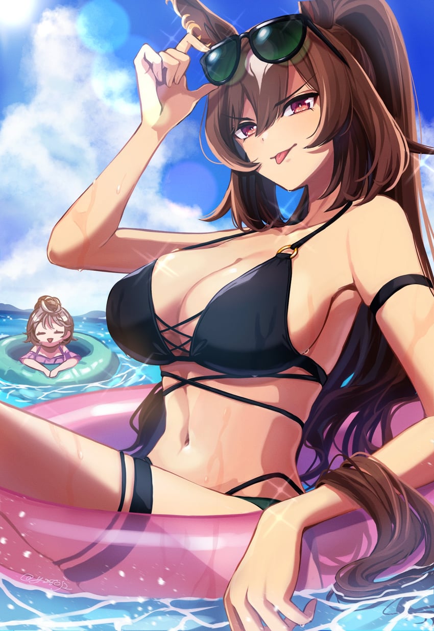 trainer, sirius symboli, female trainer, and shirohashi akari (umamusume) drawn by toji_(y2toj2)