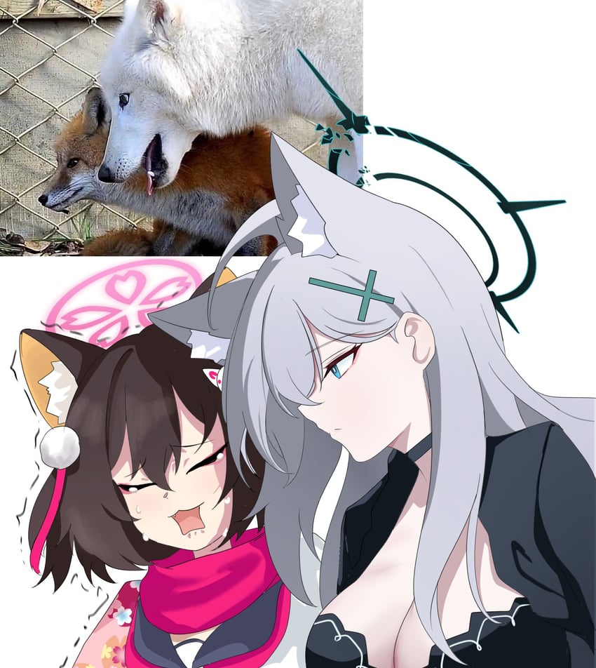 shiroko, izuna, and shiroko terror (blue archive) drawn by skyrain315