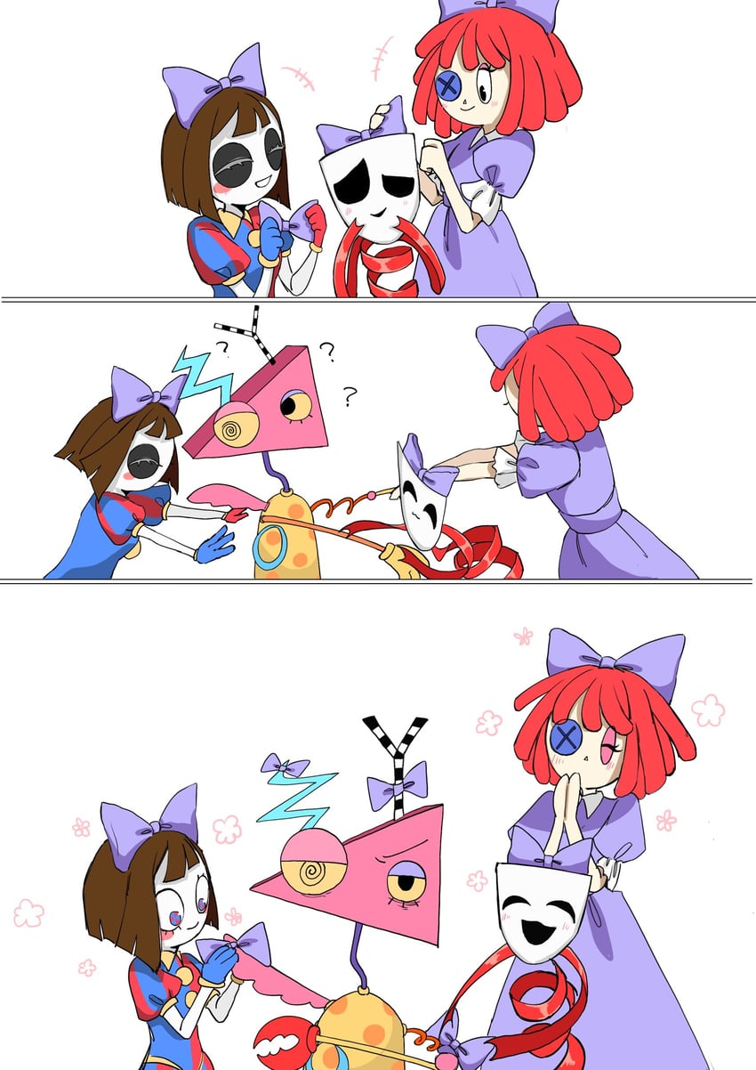 pomni, ragatha, gangle, and zooble (the amazing digital circus) drawn by mame_ko32