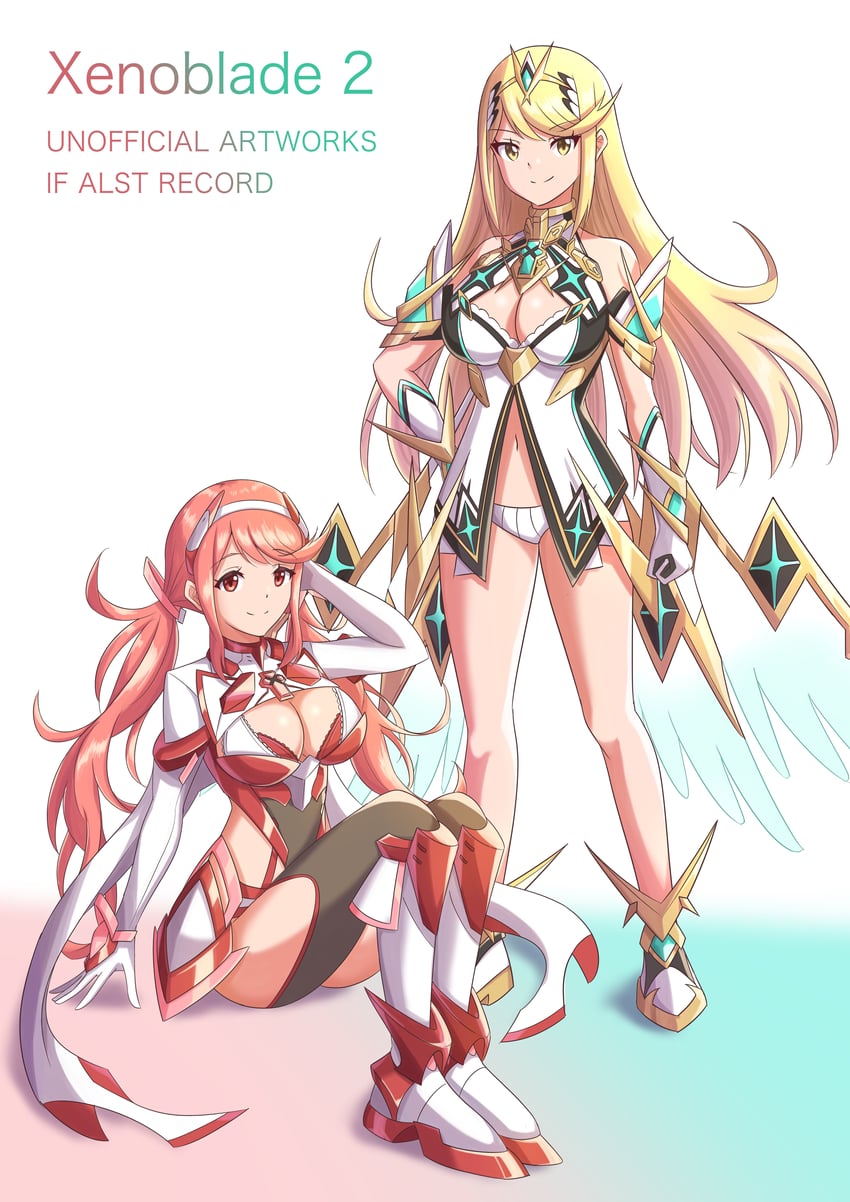 pyra and mythra (xenoblade chronicles and 1 more) drawn by ryochan96154