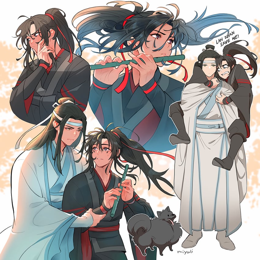 wei wuxian and lan wangji (modao zushi) drawn by miyuli