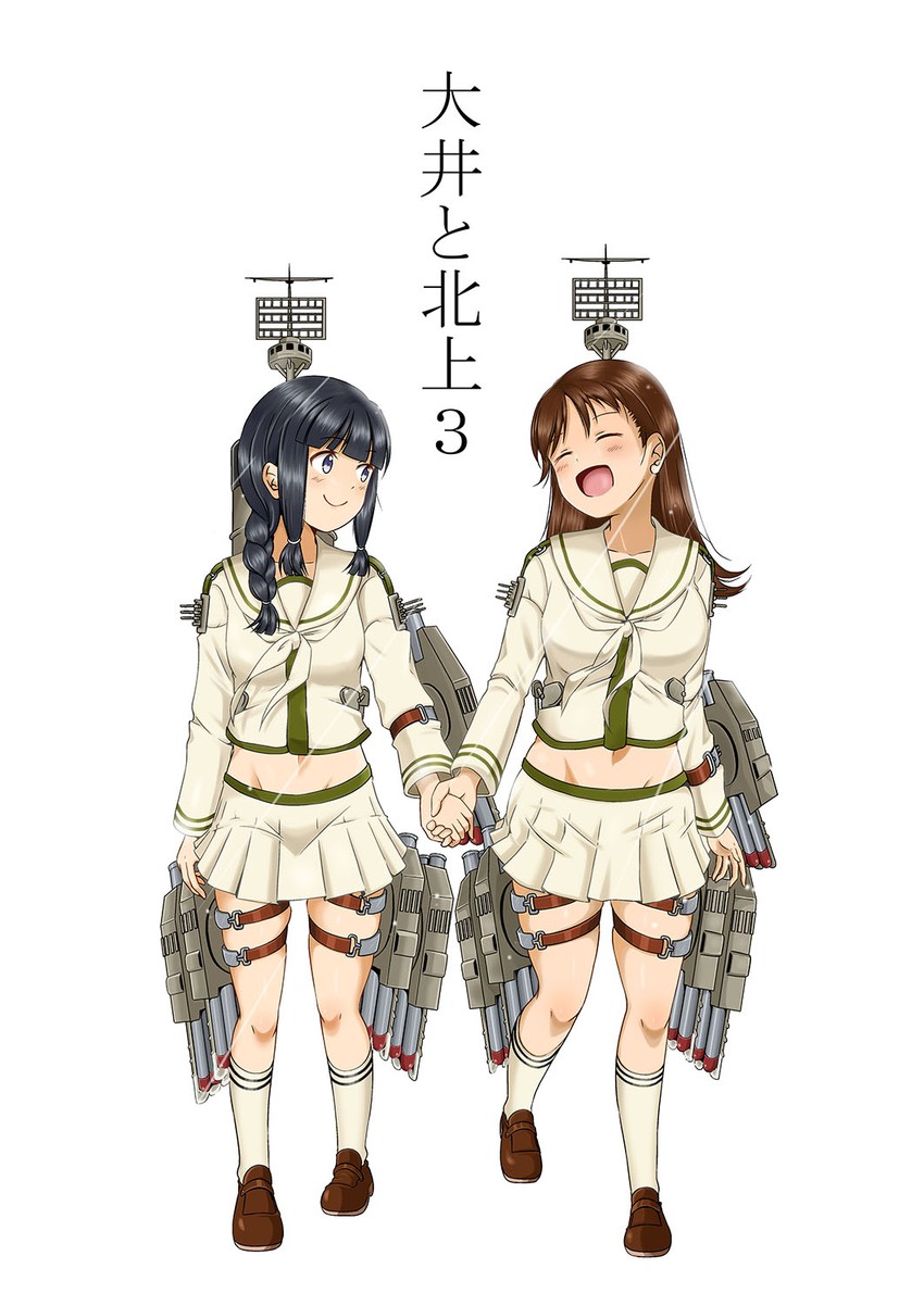 kitakami, ooi, kitakami kai ni, and ooi kai ni (kantai collection) drawn by shino_(ponjiyuusu)