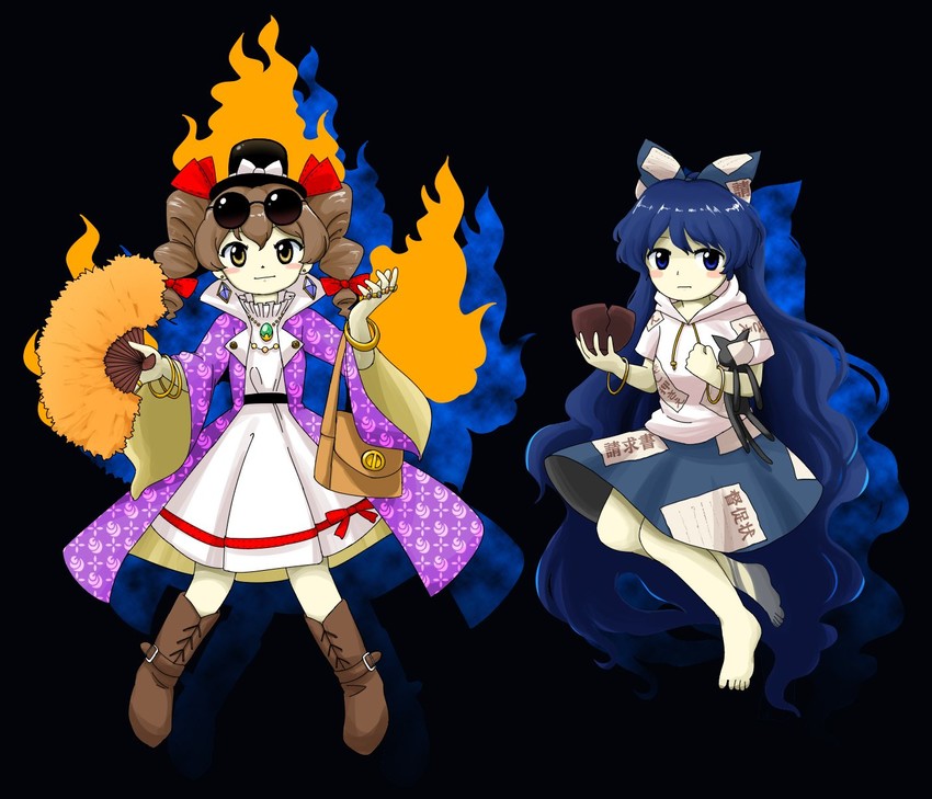 yorigami shion and yorigami jo'on (touhou) drawn by itatatata
