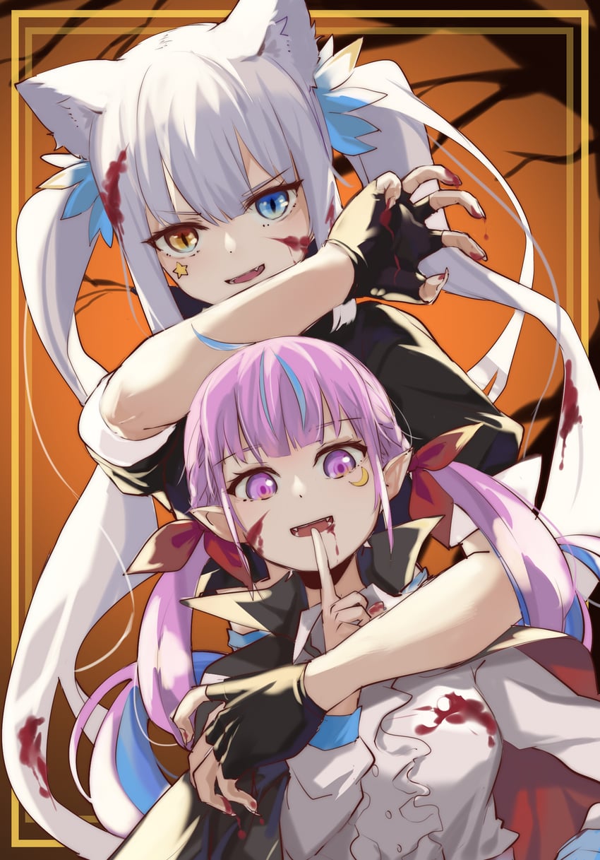 minato aqua and kagura mea (hololive and 1 more) drawn by xuu_shi_times