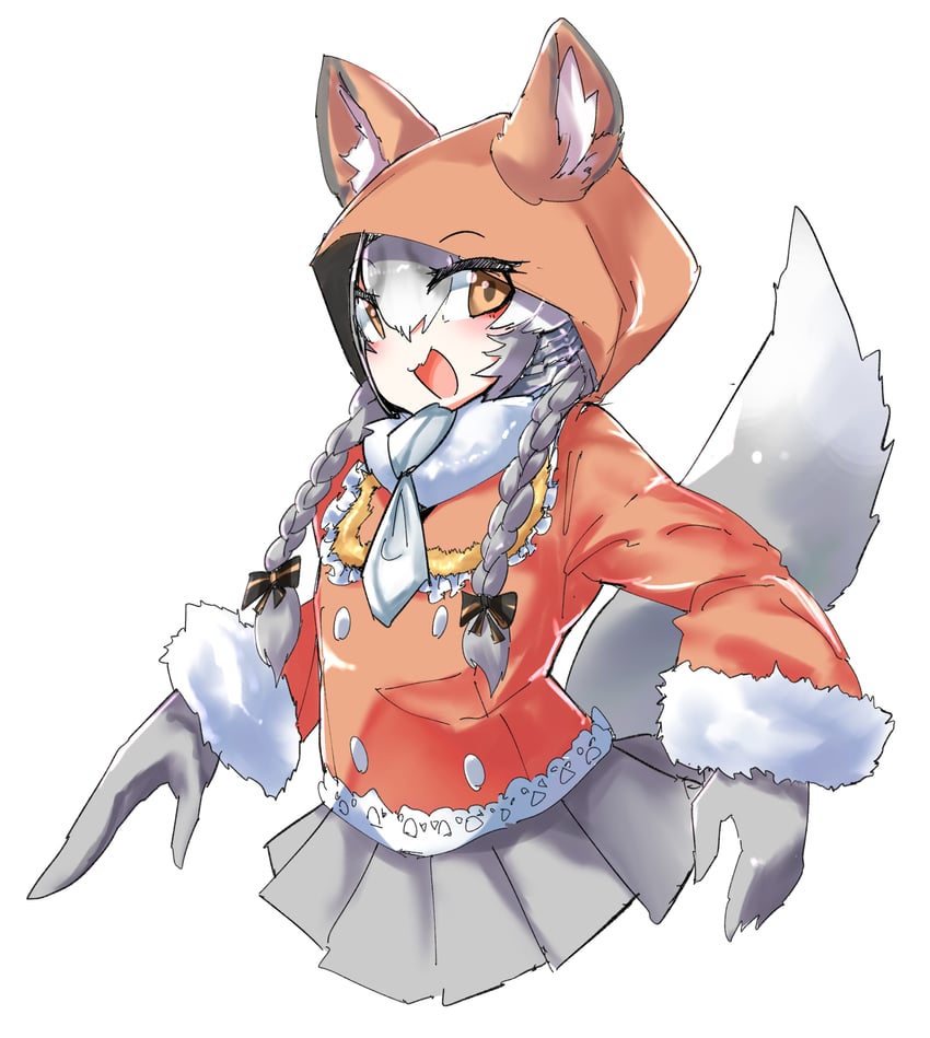 island fox and shimahairobo (kemono friends and 1 more) drawn by 100maru