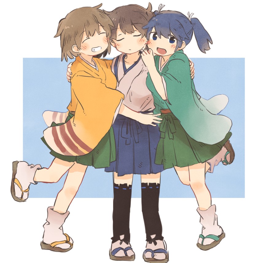 kaga, souryuu, and hiryuu (kantai collection) drawn by ina_(1813576)