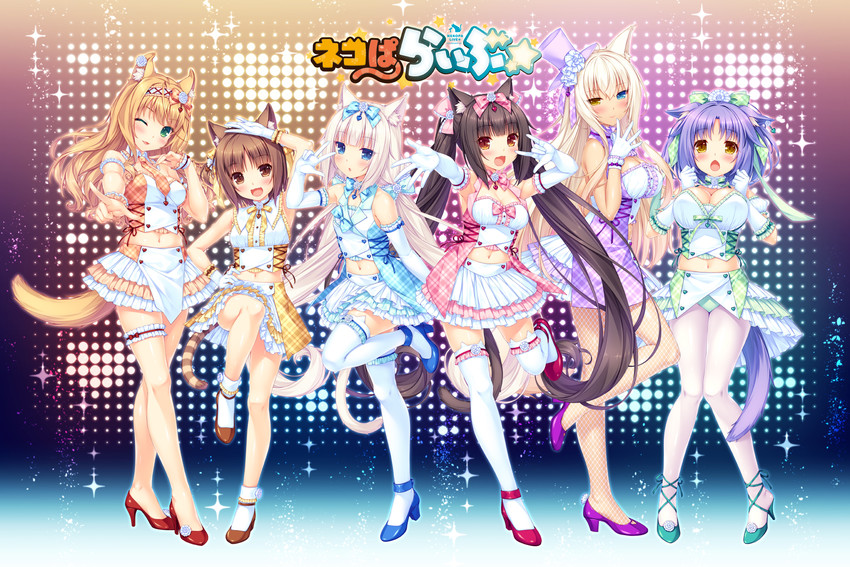 chocola, vanilla, coconut, cinnamon, azuki, and 1 more (nekopara) drawn by sayori_(neko_works)