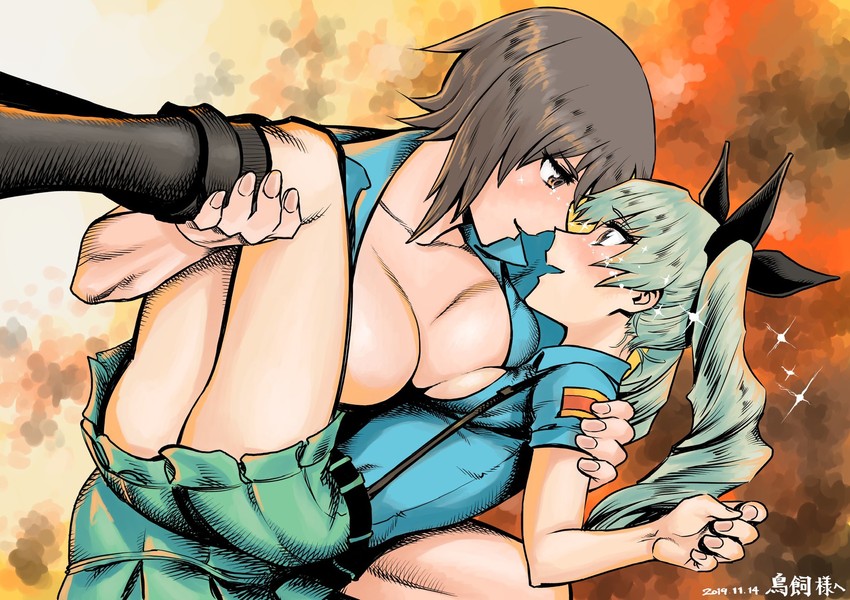 nishizumi maho and anchovy (girls und panzer) drawn by tsunamino_yuu