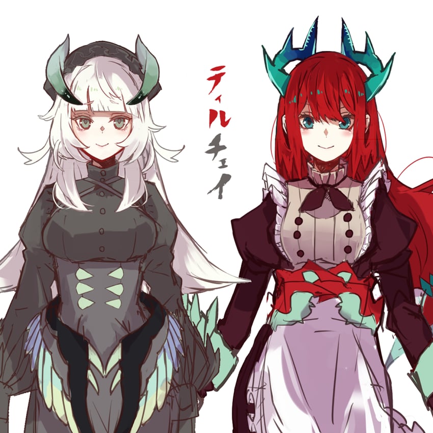 kitchen dragonmaid and chamber dragonmaid (yu-gi-oh!) drawn by surphase