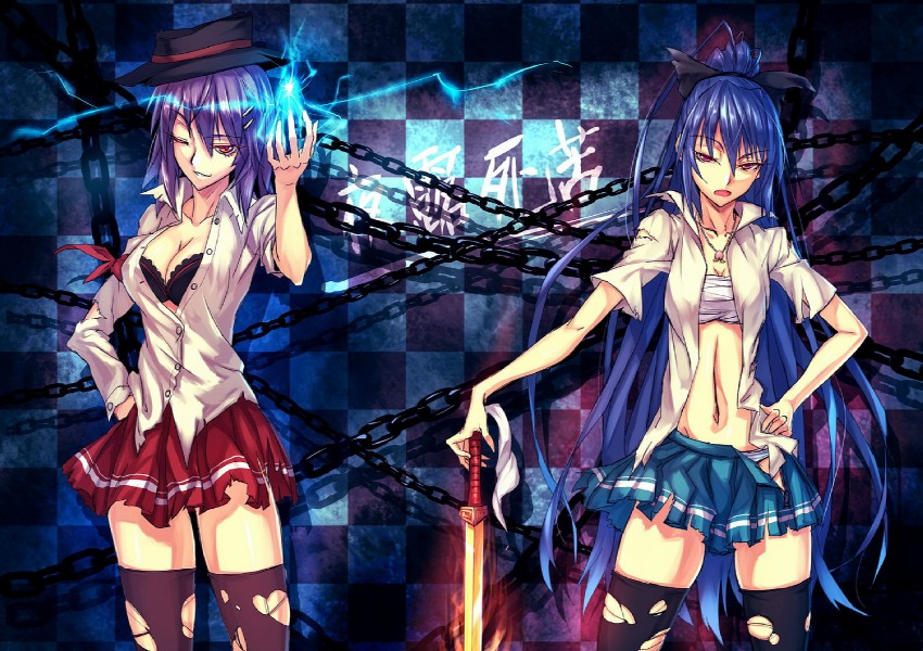 hinanawi tenshi and nagae iku (touhou) drawn by ryuuzaki_ichi