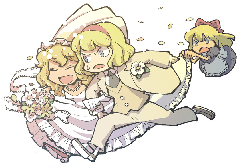 kirisame marisa, alice margatroid, and shanghai doll (touhou) drawn by hounori