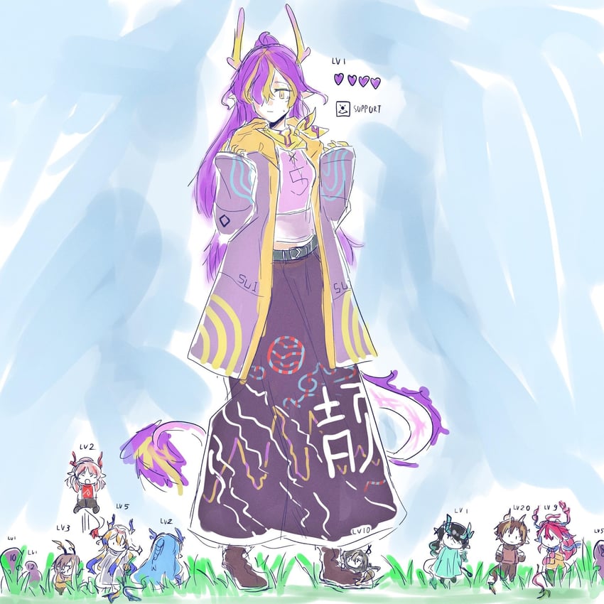 shu, dusk, nian, ling, chongyue, and 3 more (arknights) drawn by eccmand