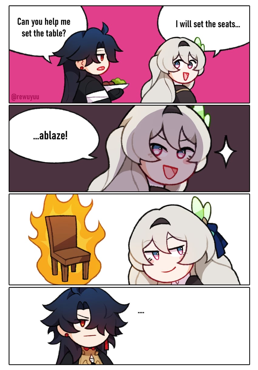firefly and blade (honkai and 1 more) drawn by rewuyuu