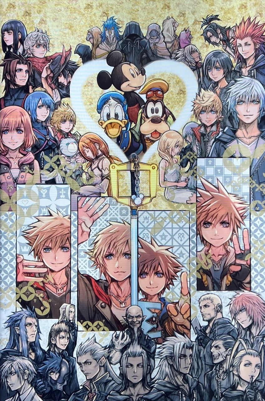 sora, roxas, kairi, riku, mickey mouse, and 35 more (kingdom hearts and 10 more) drawn by nomura_tetsuya