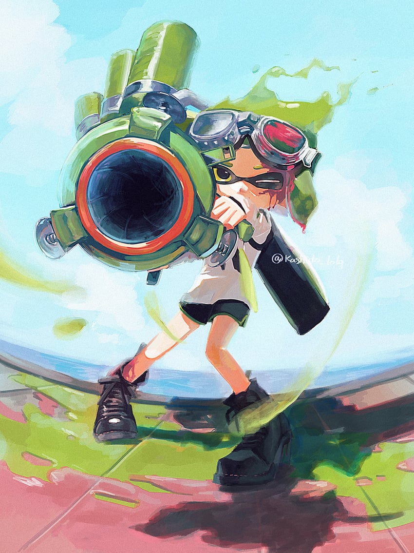 inkling player character and inkling girl (splatoon and 1 more) drawn by kashido_lolq