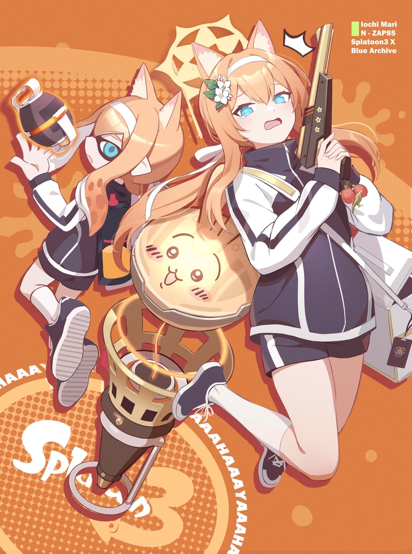 mari and ozawa ari (blue archive and 2 more) drawn by jhcrow3