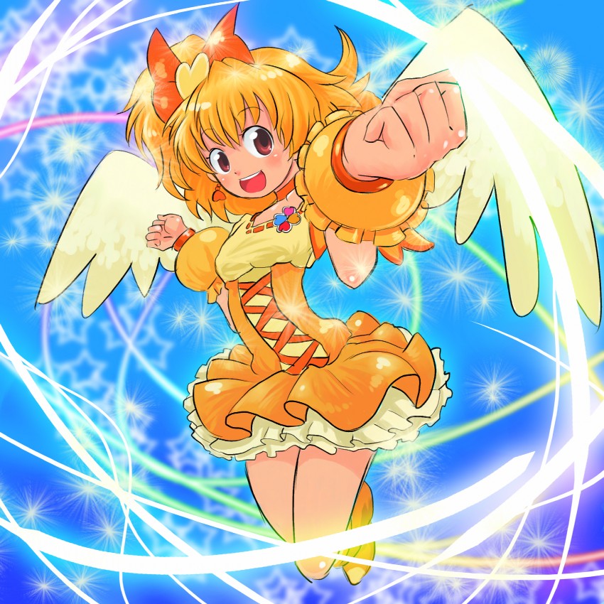 yamabuki inori and cure pine (precure and 1 more) drawn by okera