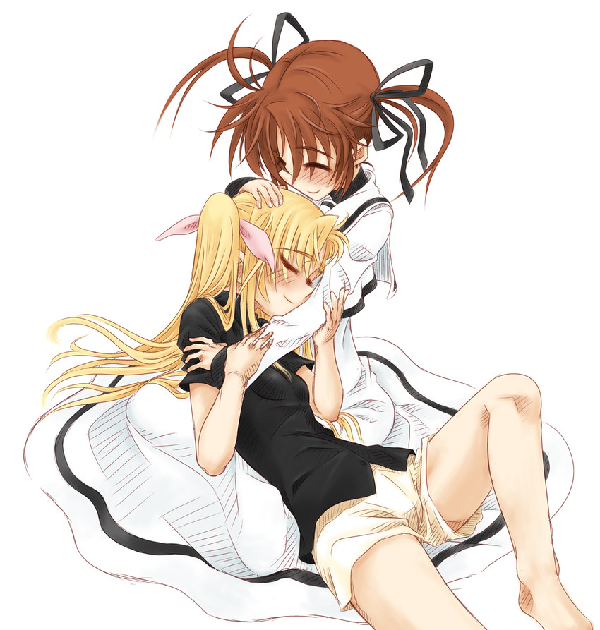 fate testarossa and takamachi nanoha (lyrical nanoha and 3 more) drawn by ryou_(shirotsumesou)