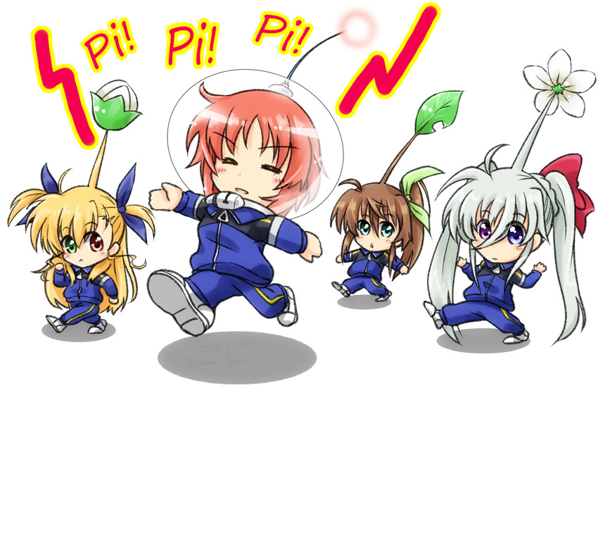 vivio, olimar, einhard stratos, fuka reventon, and nove (lyrical nanoha and 2 more) drawn by san-pon