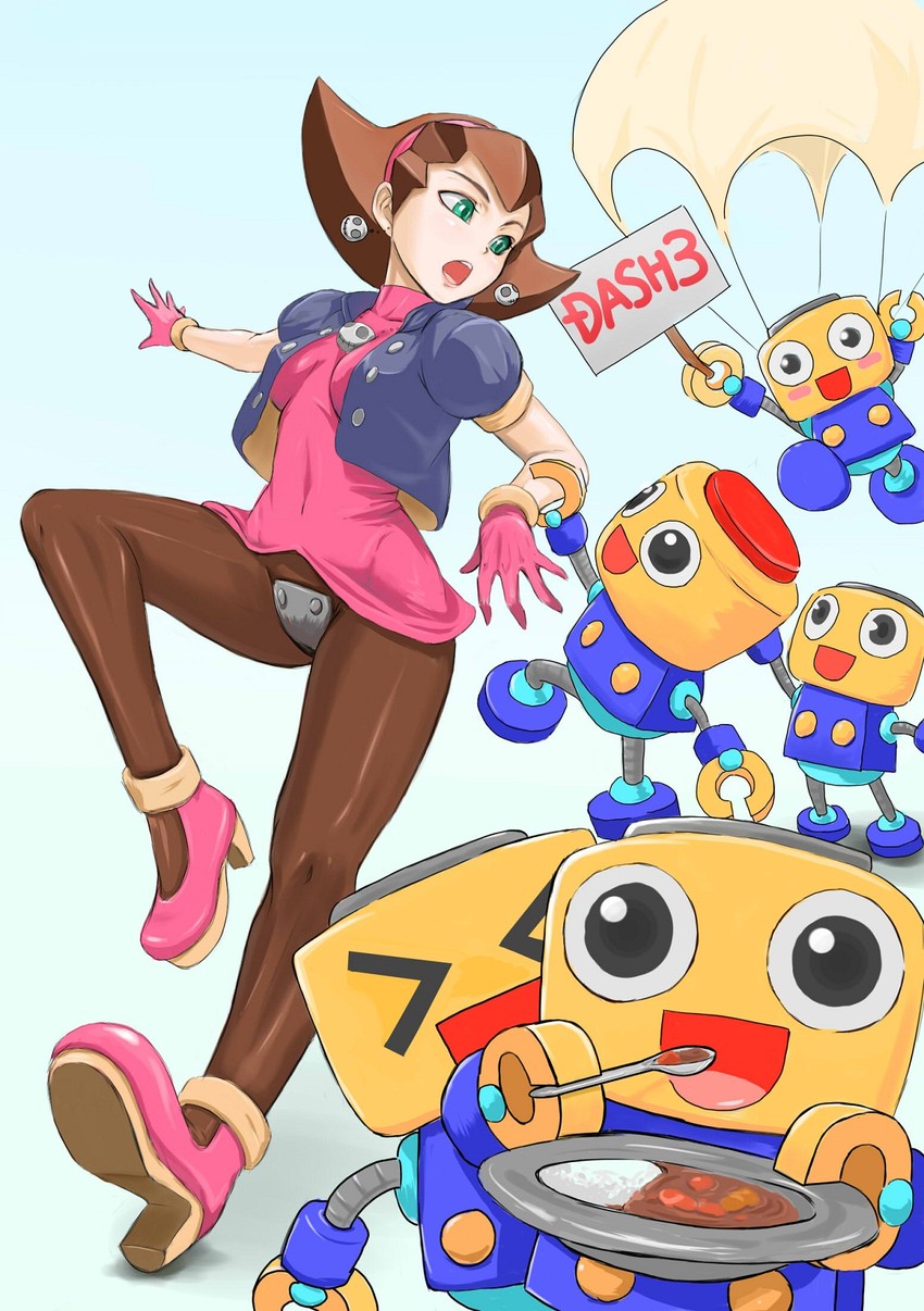 tron bonne and servbot (mega man and 1 more) drawn by mac_(dog_dog)