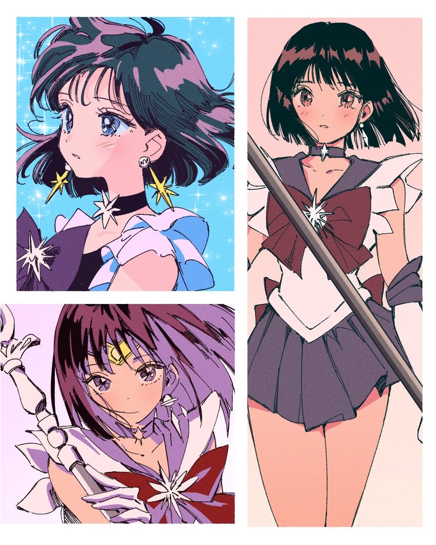 tomoe hotaru and sailor saturn (bishoujo senshi sailor moon) drawn by polo_tokki