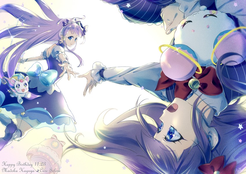 kaguya madoka, cure selene, and fuwa (precure and 1 more) drawn by shipu_(gassyumaron)