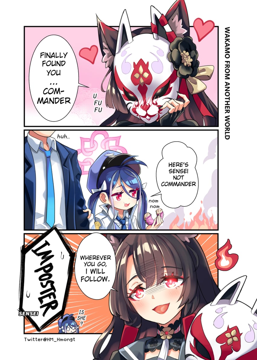 sensei, wakamo, akagi, and fubuki (blue archive and 2 more) drawn by hm_(hmongt)