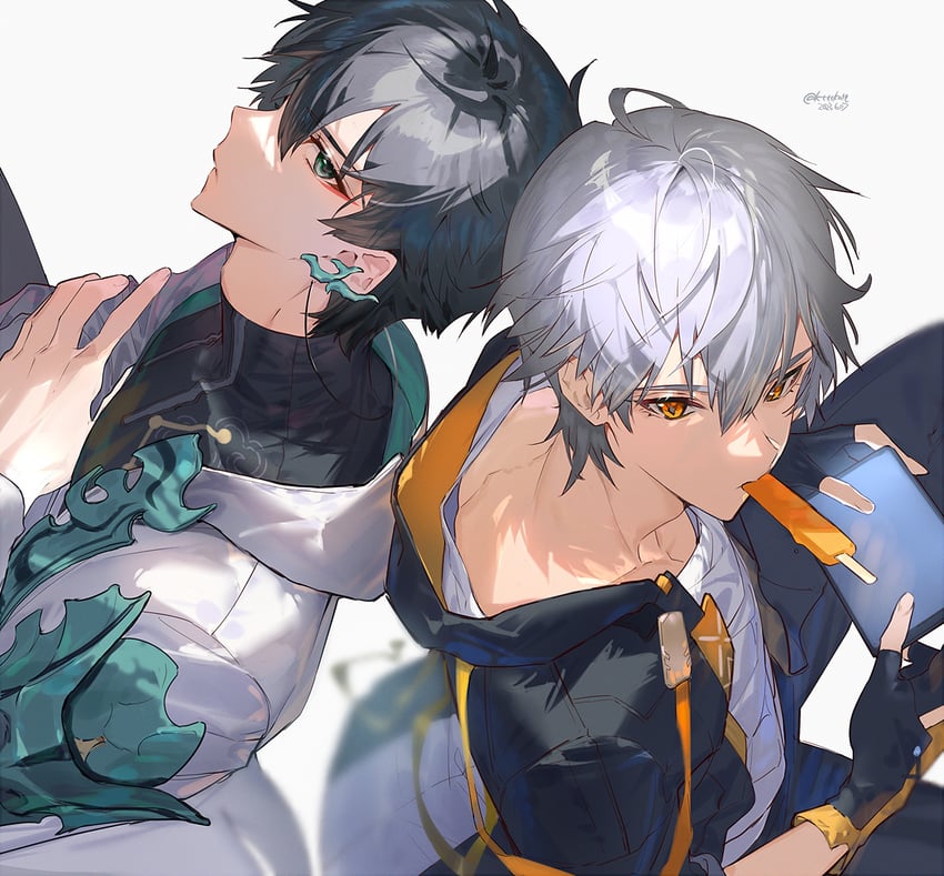 trailblazer, caelus, and dan heng (honkai and 1 more) drawn by ff14kate