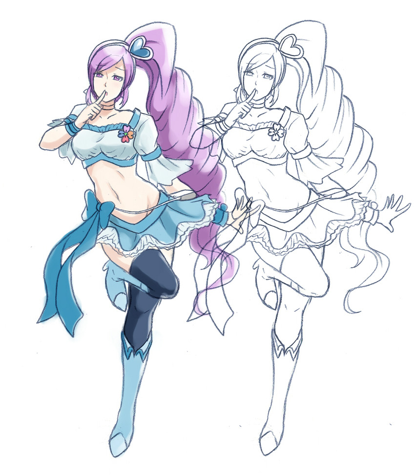 aono miki and cure berry (precure and 1 more) drawn by galois