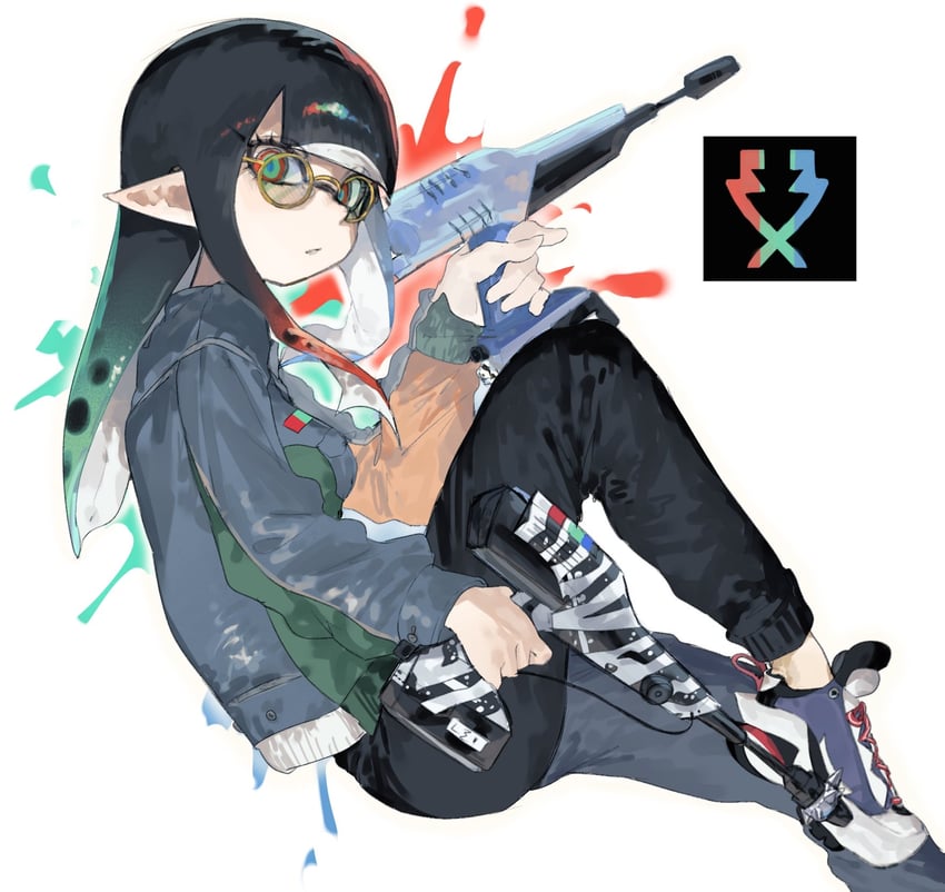 inkling player character and inkling girl (splatoon and 1 more) drawn by togetoge