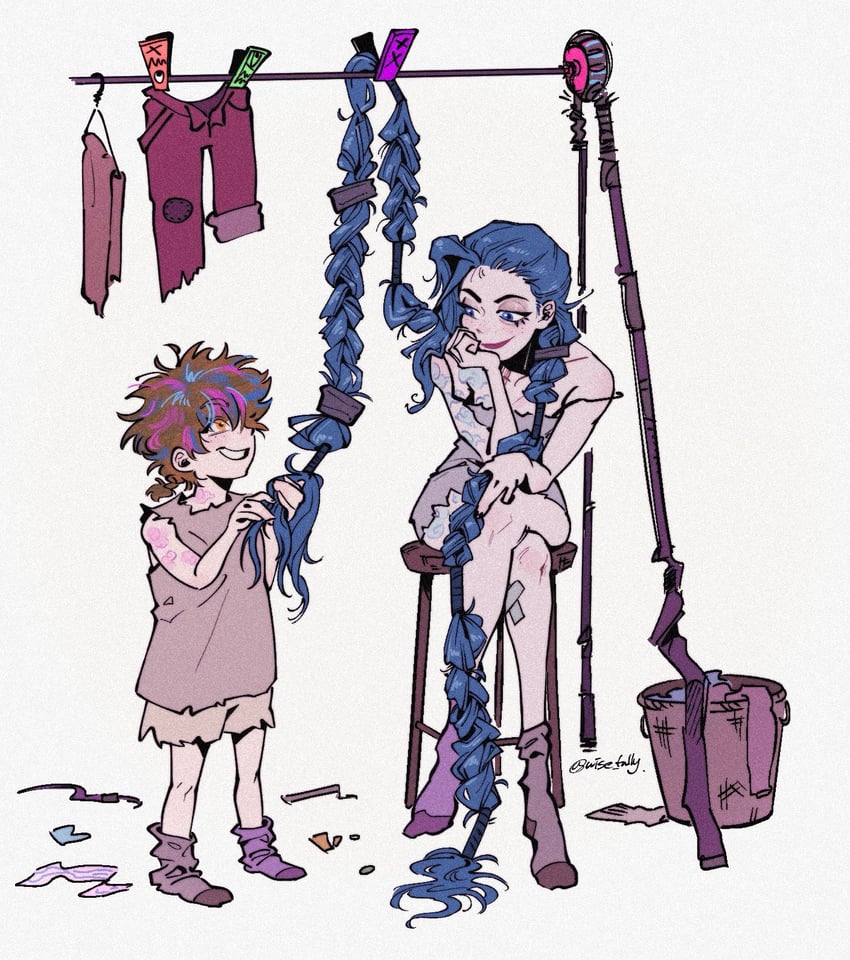 jinx, arcane jinx, and isha (league of legends and 1 more) drawn by wise_fully