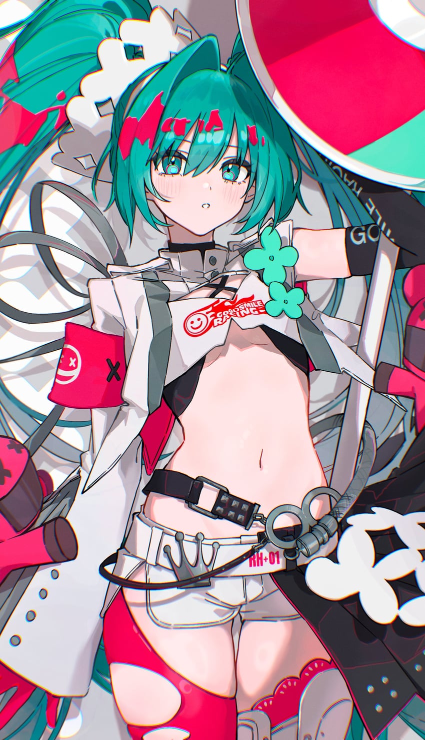 hatsune miku and racing miku (vocaloid and 1 more) drawn by sae85462599